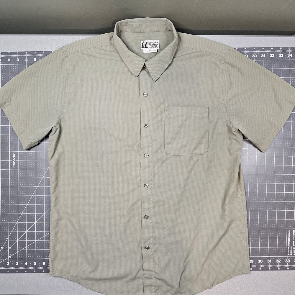 Marmot Mountain Works Shirt Mens Large Beige Ripstop Performance Tech Outdoors
